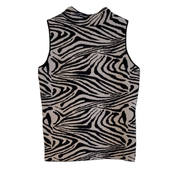 Carmen Marc Valvo Zebra Print Sleeveless Top, Size Medium - Picture 2 of 7